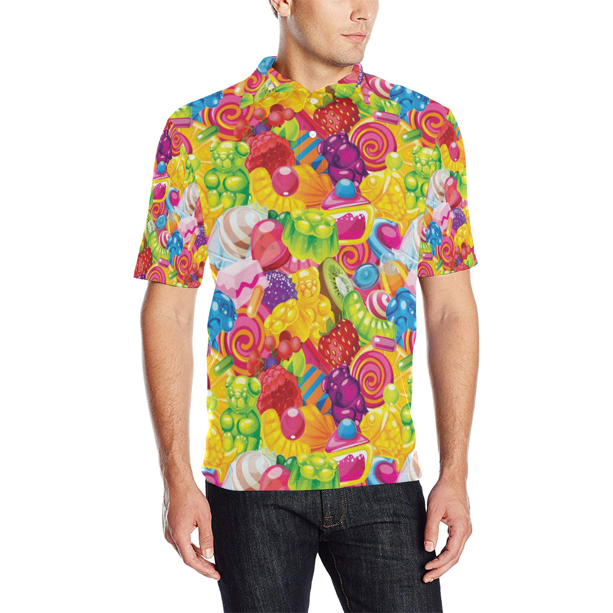 Candy Pattern Print Design CA01 Men Polo Shirt