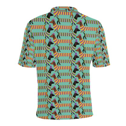 Dachshund Pattern Print Design 05 Men Polo Shirt