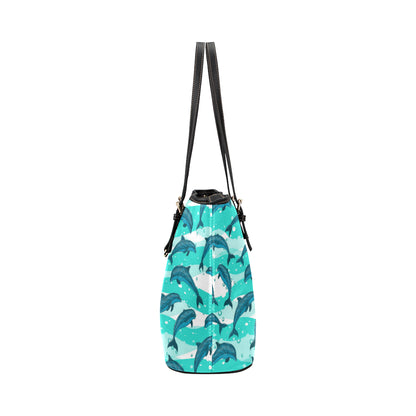 Dolphin Design Print Pattern Leather Tote Bag