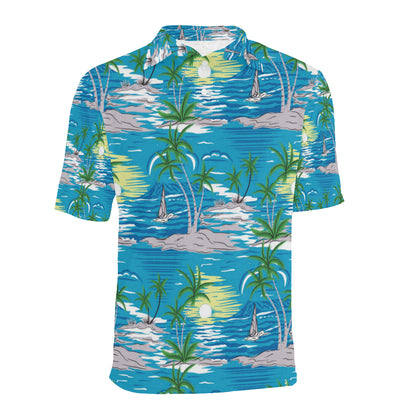 Palm Tree Beach Men Polo Shirt
