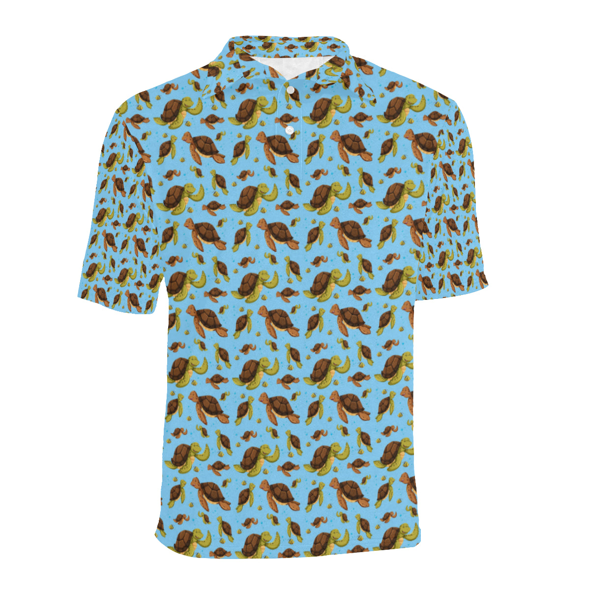 Hello Sea Turtle Print Pattern Men Polo Shirt