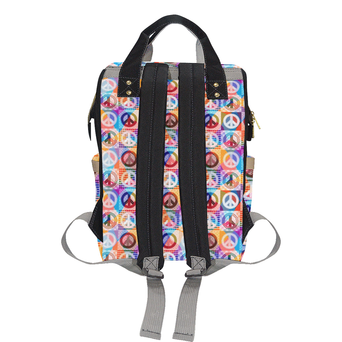 Peace Sign Patchwork Design Print Diaper Bag Backpack