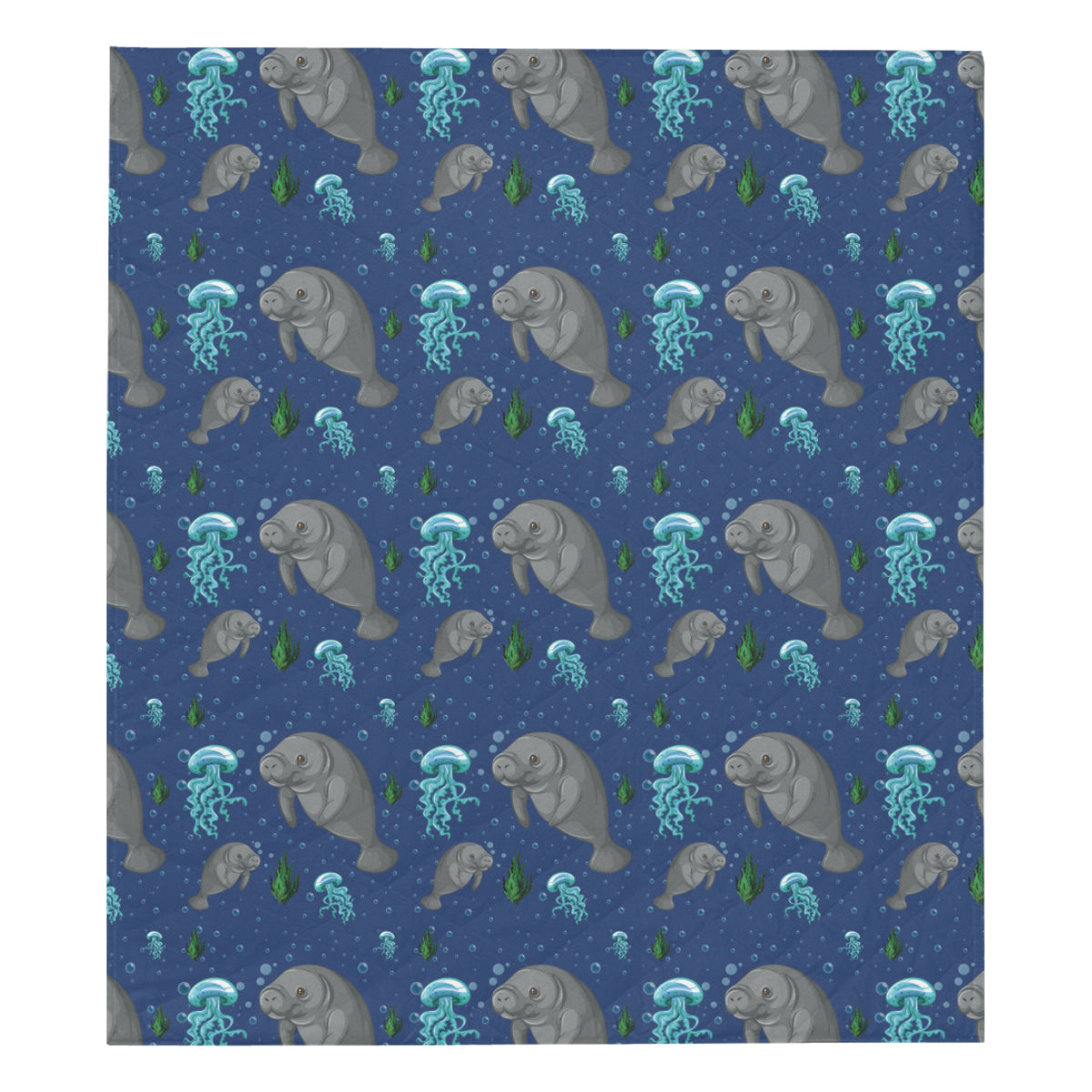 Manatee Pattern Print Design 01 Premium Quilt