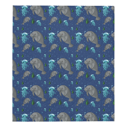 Manatee Pattern Print Design 01 Premium Quilt