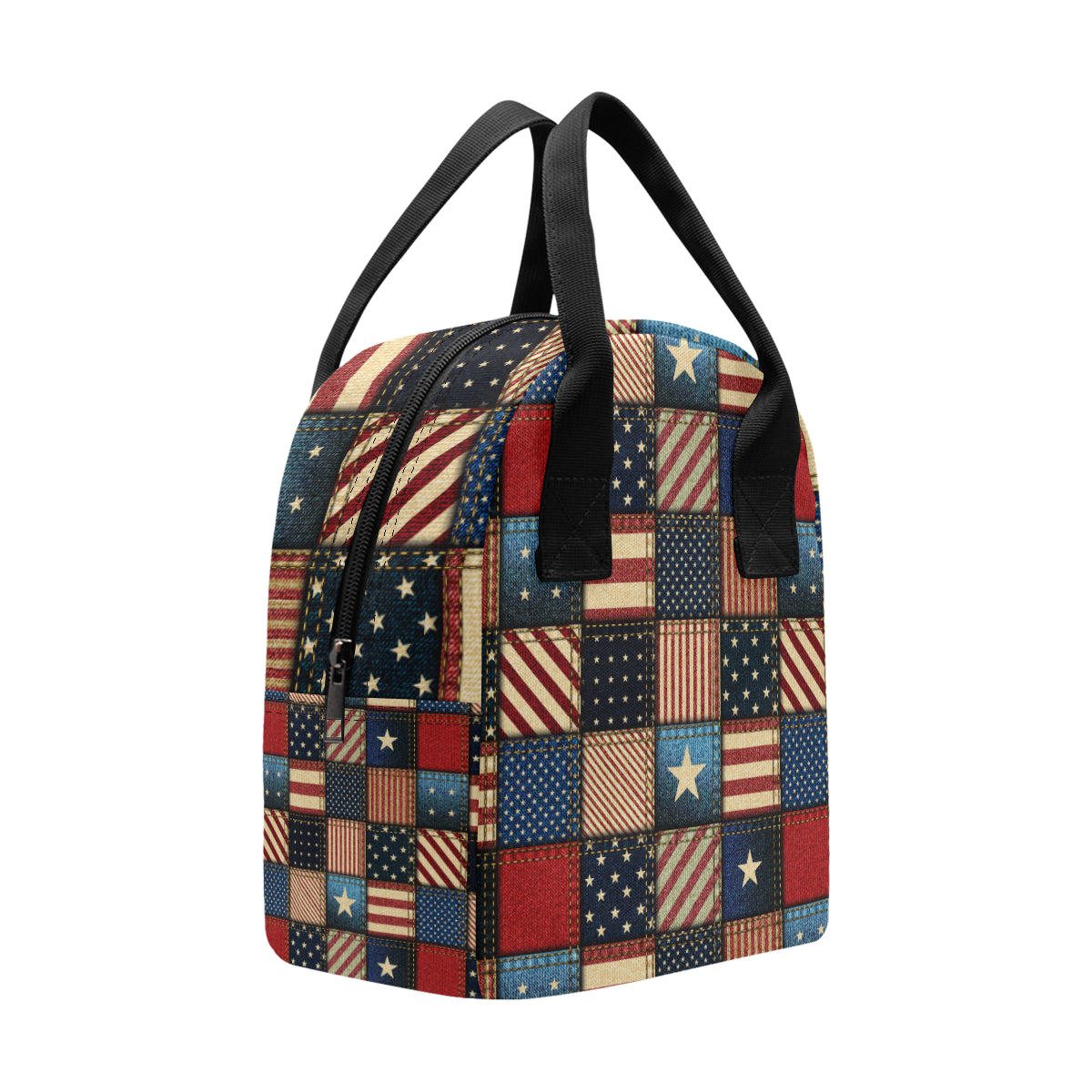 American flag Patchwork Design Insulated Lunch Bag