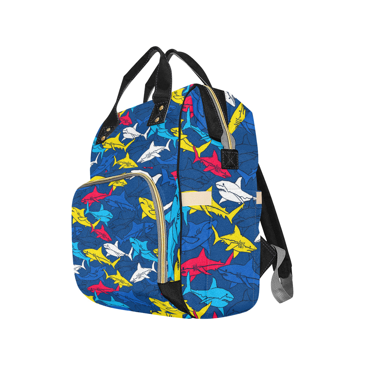 Shark Color Pattern Diaper Bag Backpack