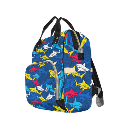 Shark Color Pattern Diaper Bag Backpack