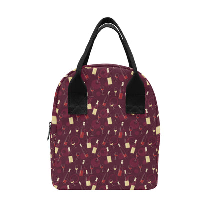 Wine Themed Pattern Print Insulated Lunch Bag