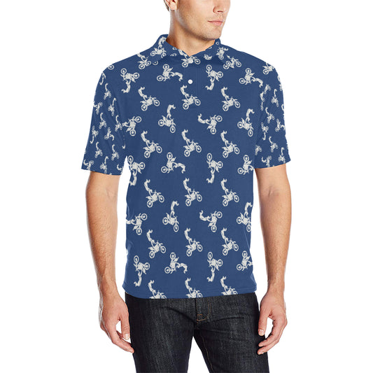 Motocross Pattern Print Design 01 Men Polo Shirt