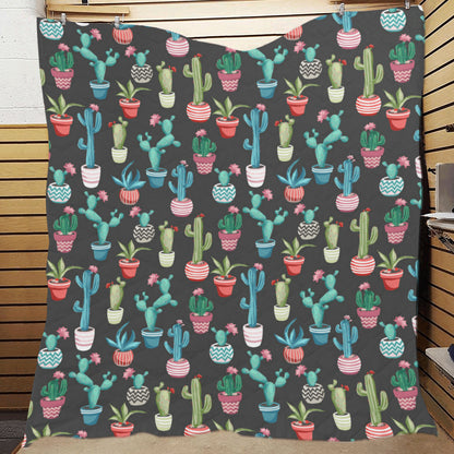 Cactus Pattern Print Design 02 Premium Quilt