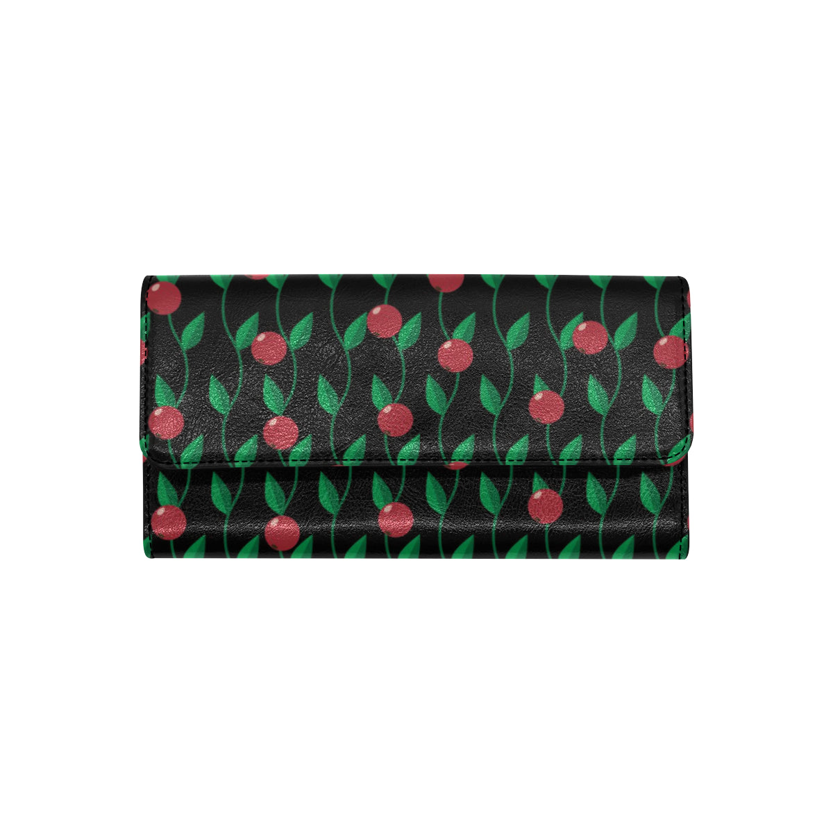 Cranberry Pattern Print Design CB01 Women's Trifold Wallet