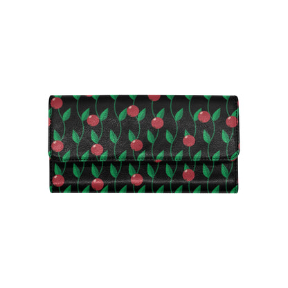 Cranberry Pattern Print Design CB01 Women's Trifold Wallet