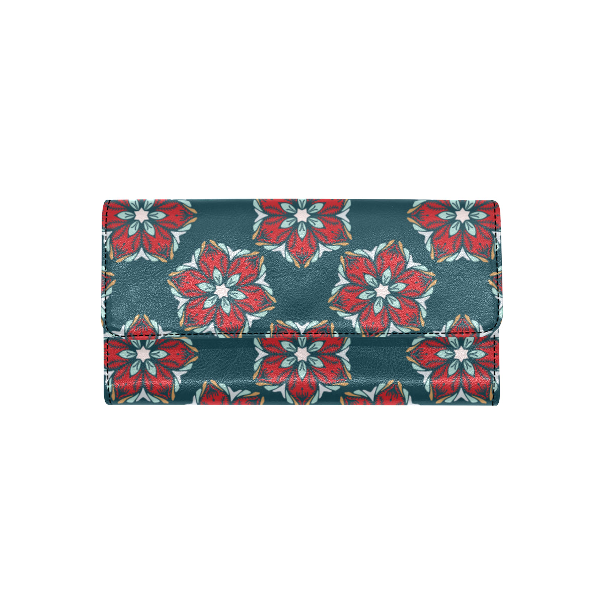 Poinsettia Pattern Print Design A03 Women's Trifold Wallet
