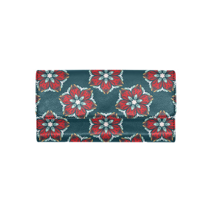 Poinsettia Pattern Print Design A03 Women's Trifold Wallet