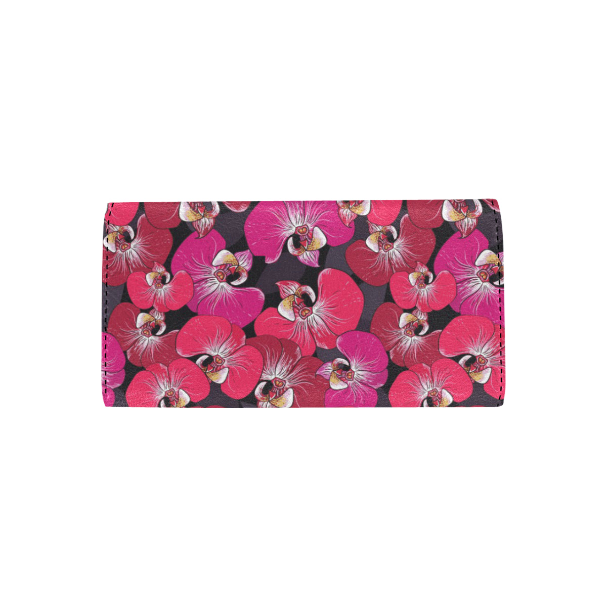 Orchid Red Pattern Print Design OR05 Women's Trifold Wallet