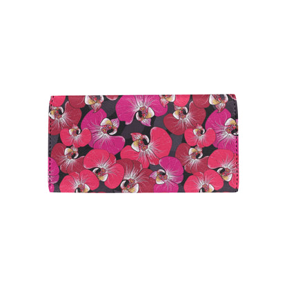 Orchid Red Pattern Print Design OR05 Women's Trifold Wallet