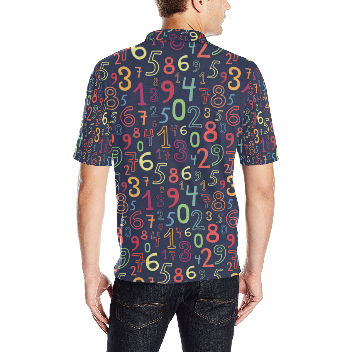 Number Pattern Print Design A01 Men Polo Shirt