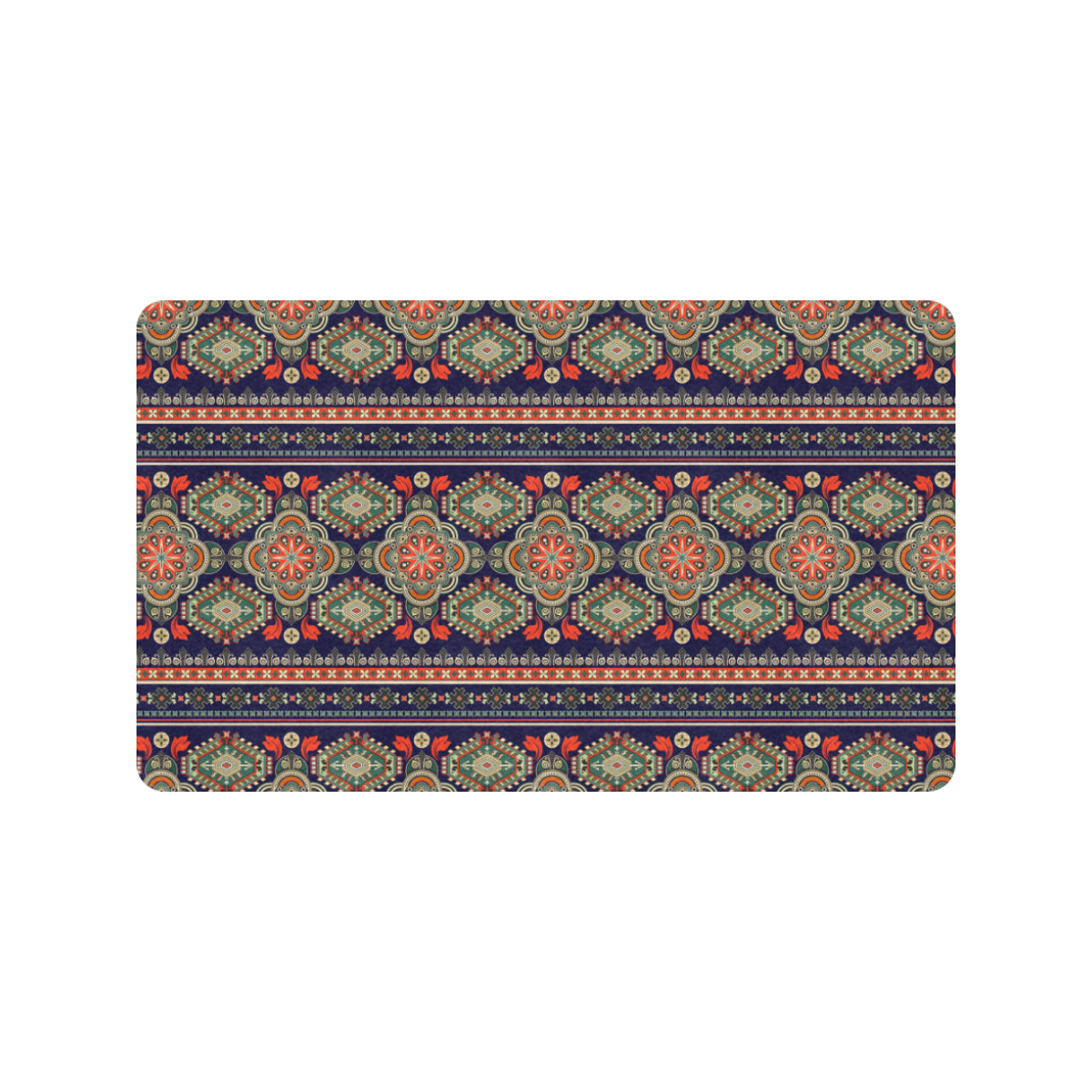 Ethnic Geometric Print Pattern Rubber Doormat