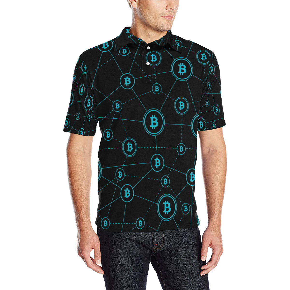 Cryptocurrency Pattern Print Design 01 Men Polo Shirt