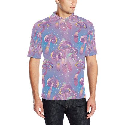 Psychedelic Mushroom Pattern Print Design A01 Men Polo Shirt