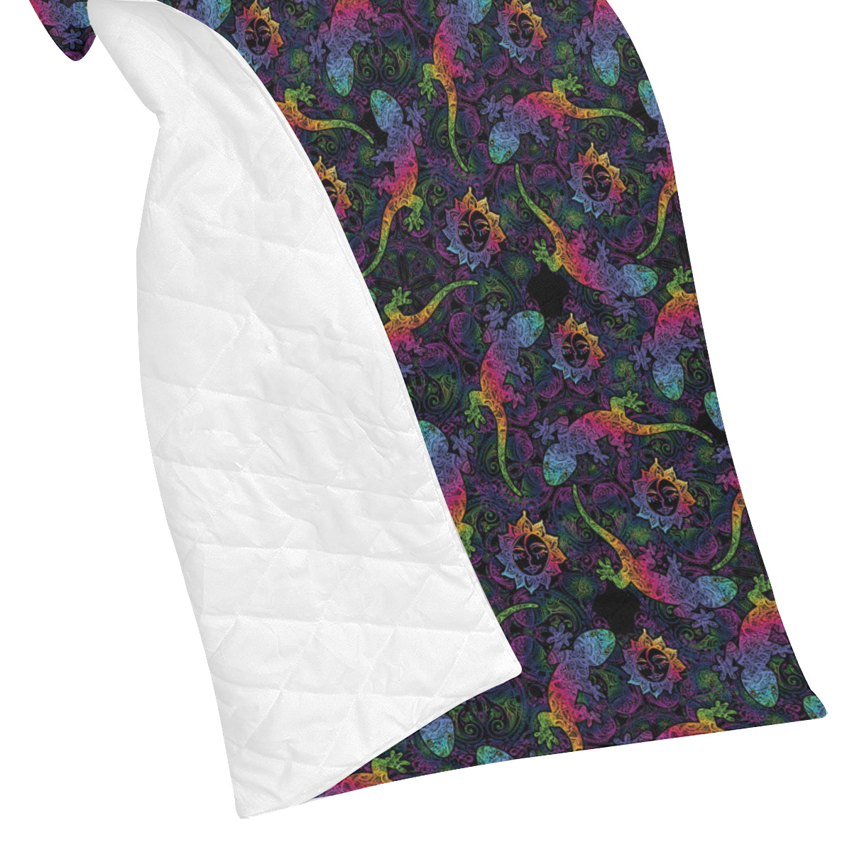 Gecko Rainbow Pattern Print Design 03 Premium Quilt