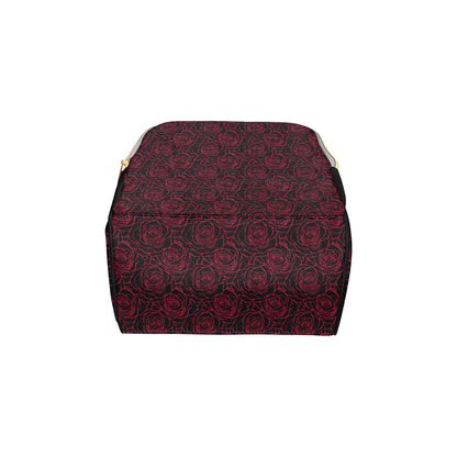 Red Rose Design Print Diaper Bag Backpack