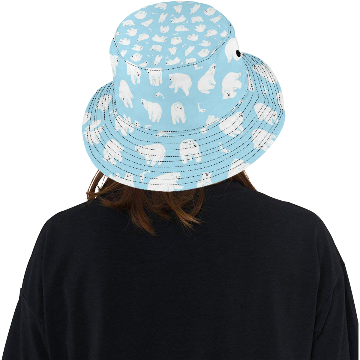 Polar Bear Pattern Print Design PB01 Unisex Bucket Hat