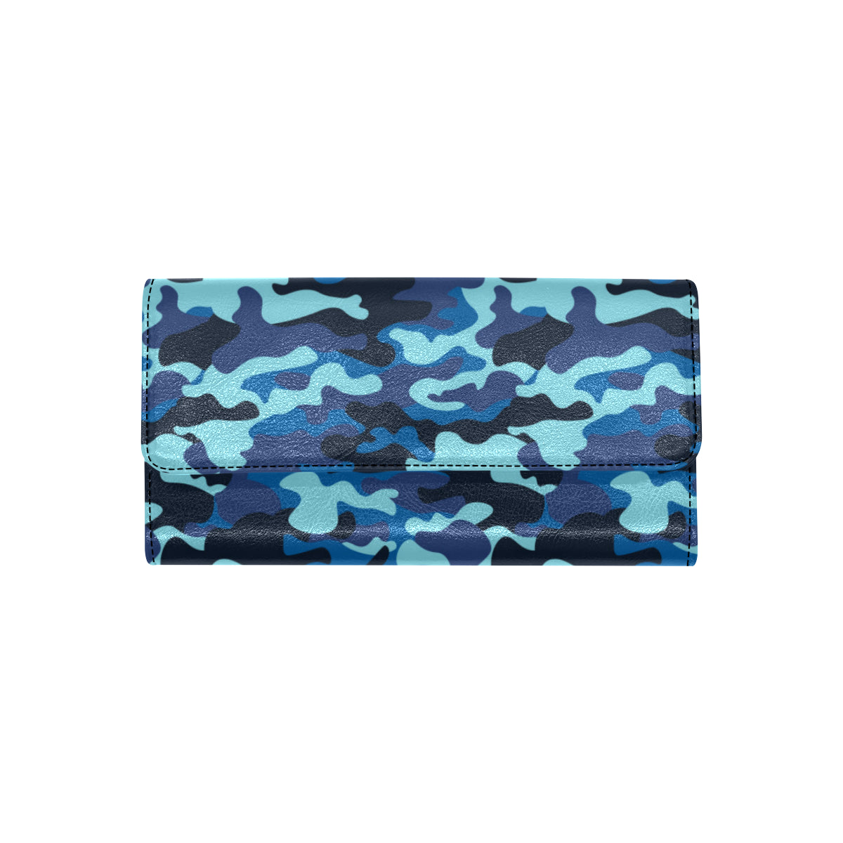 Camo Blue Pattern Print Design 04 Women's Trifold Wallet