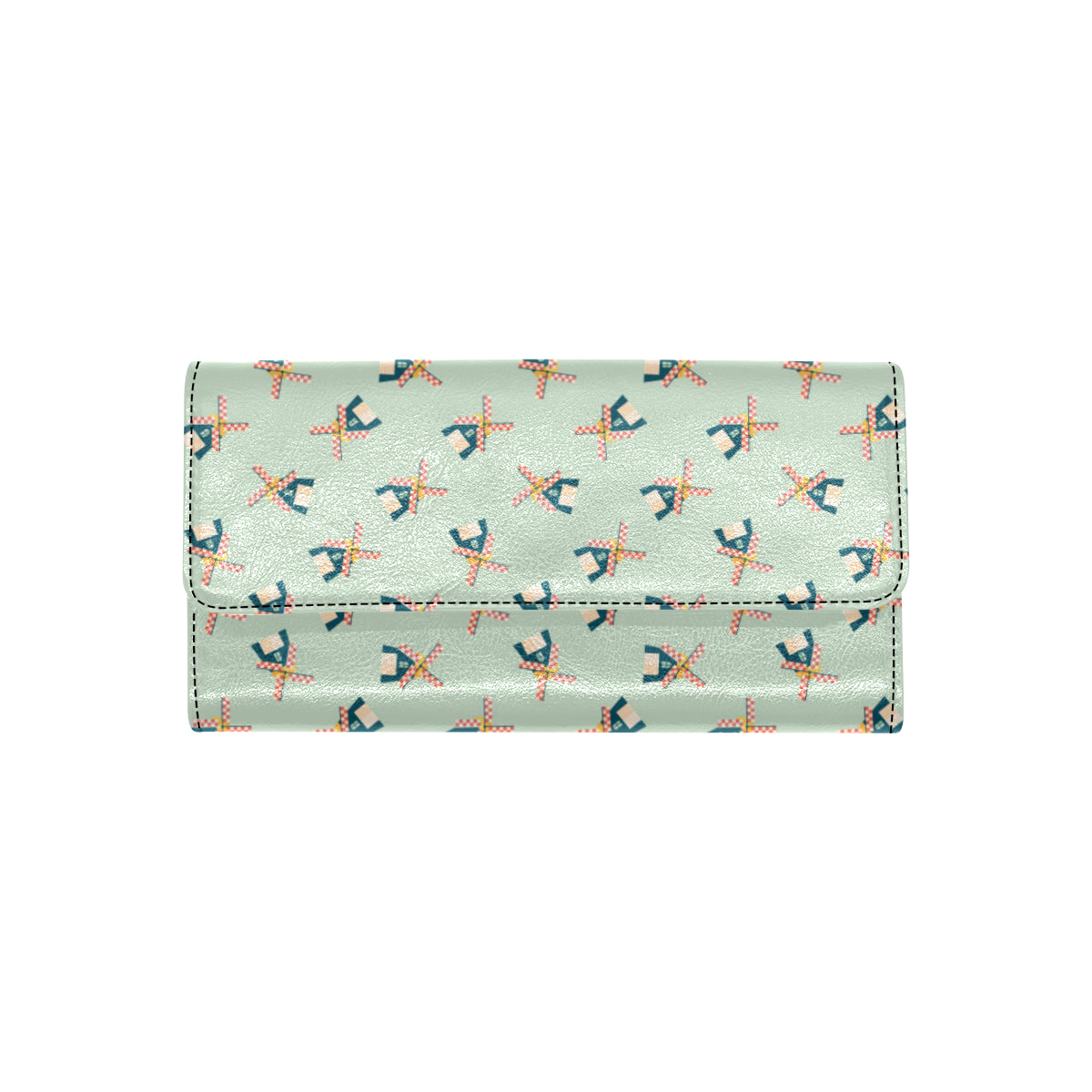 Windmill Pattern Print Design 02 Women's Trifold Wallet