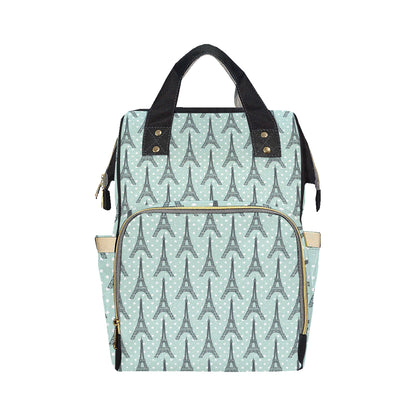 Eiffel Tower Polka Dot Print Diaper Bag Backpack