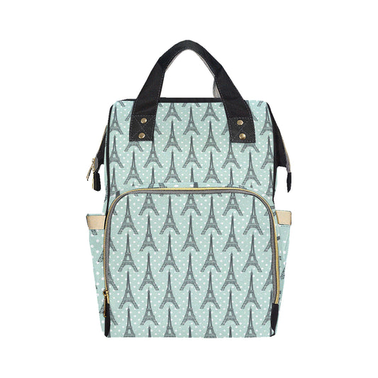 Eiffel Tower Polka Dot Print Diaper Bag Backpack