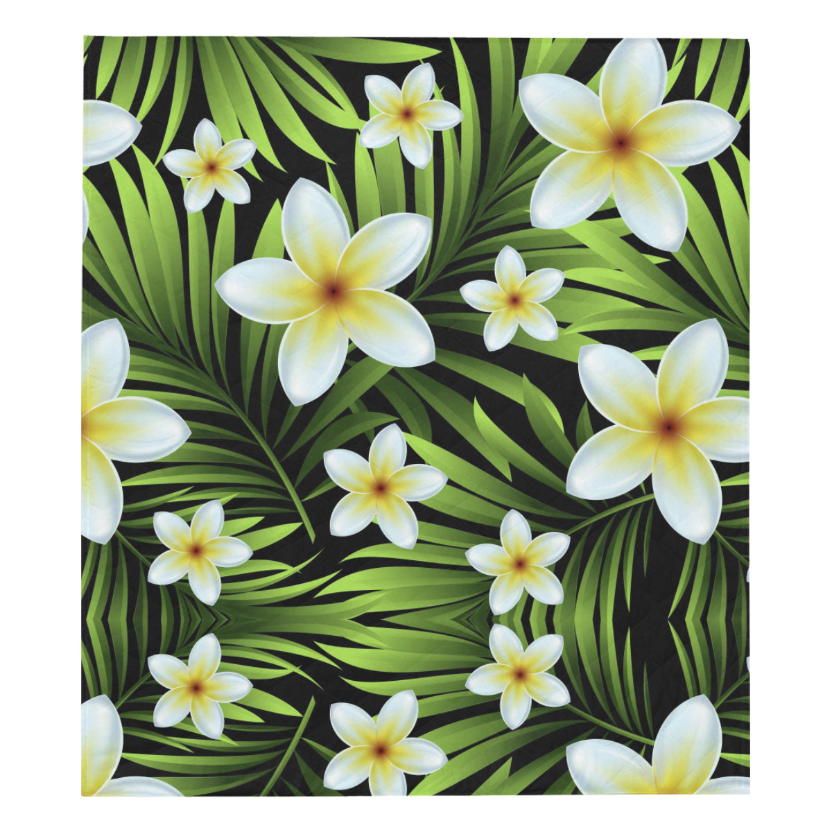 White Plumeria Pattern Print Design PM06 Premium Quilt