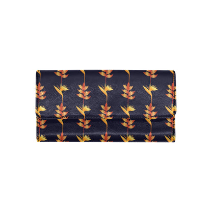 Heliconia Pattern Print Design HL06 Women's Trifold Wallet