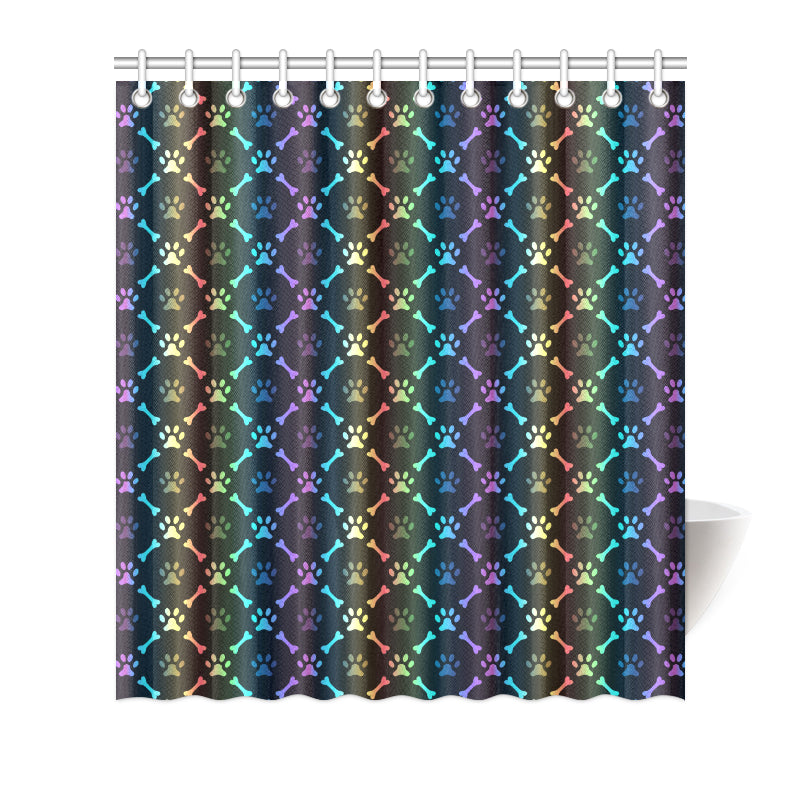 Paw Rainbow Pattern Print Design A01 Shower Curtain