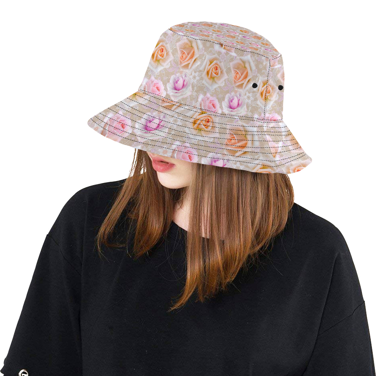 Rose Pattern Print Design RO011 Unisex Bucket Hat