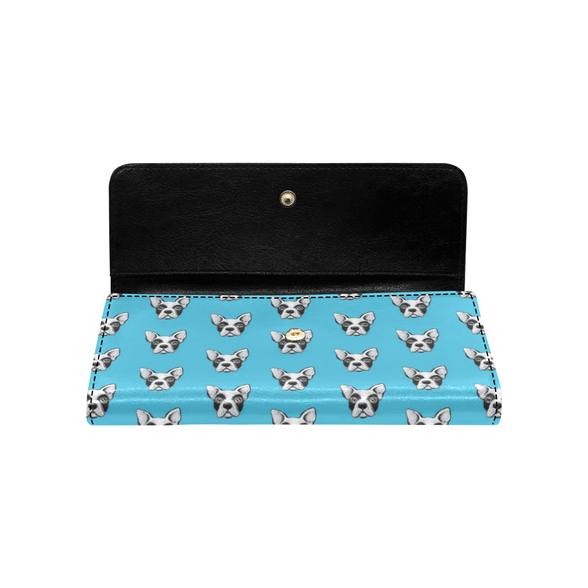 Boston Terrier Pattern Print Design 01 Women's Trifold Wallet