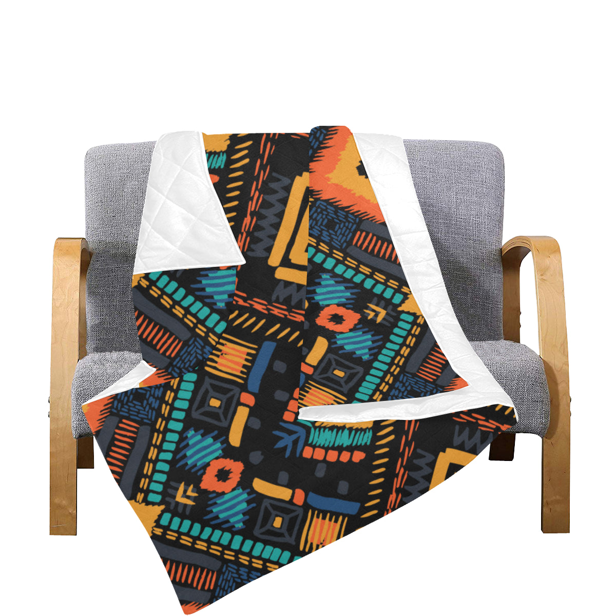Kente Pattern Print Design 05 Premium Quilt