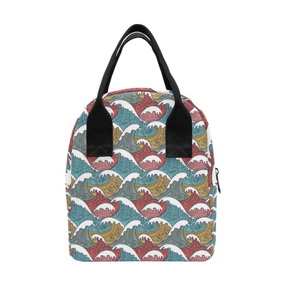 Tribal Wave Pattern Print Insulated Lunch Bag