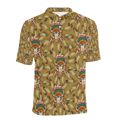 Native Indian Buffalo head Men Polo Shirt