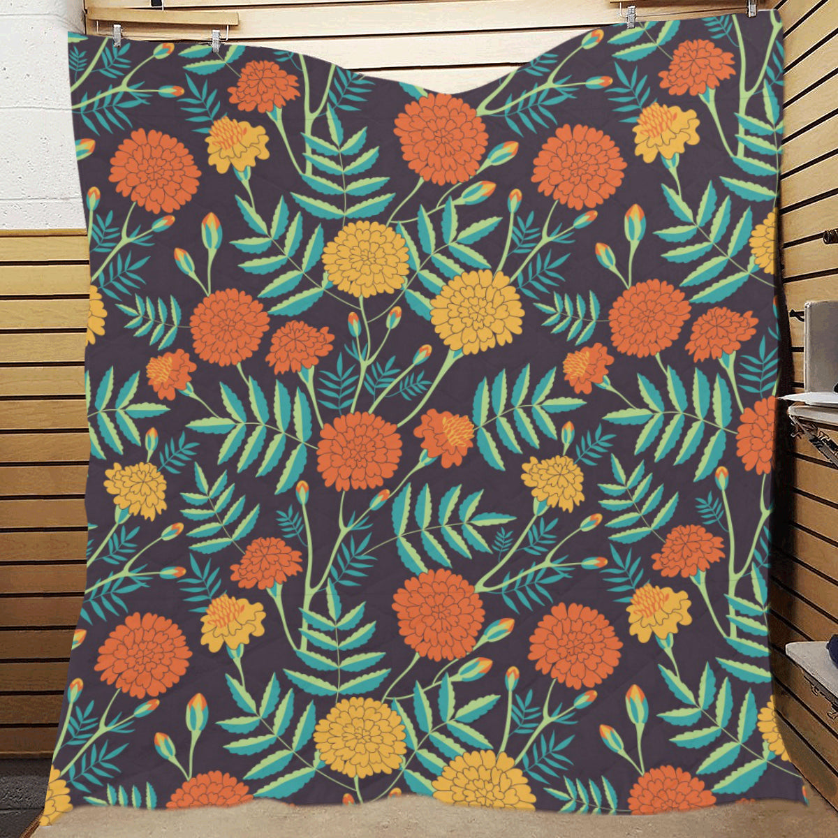 Marigold Pattern Print Design MR01 Premium Quilt