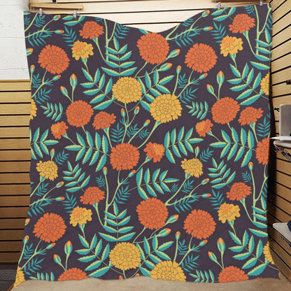 Marigold Pattern Print Design MR01 Premium Quilt