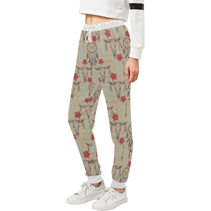 Native Buffalo Head Themed Design Print Unisex Sweatpants