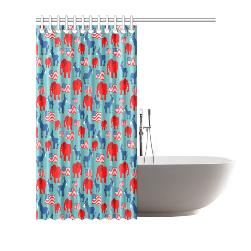 Donkey Red Elephant Pattern Print Design 03 Shower Curtain