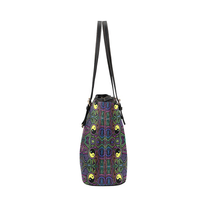 Yin Yang Neon Color Design Print Leather Tote Bag