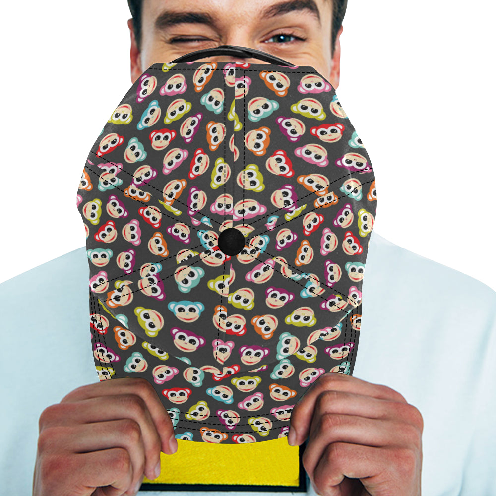 Monkey Head Design Themed Print Snapback Cap