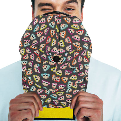 Monkey Head Design Themed Print Snapback Cap