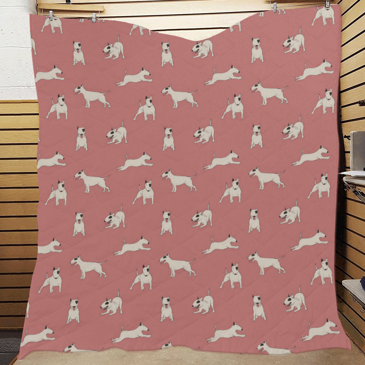 Bull Terriers Pattern Print Design 09 Premium Quilt
