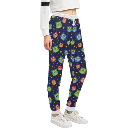 Owl with Star Themed Design Print Unisex Sweatpants