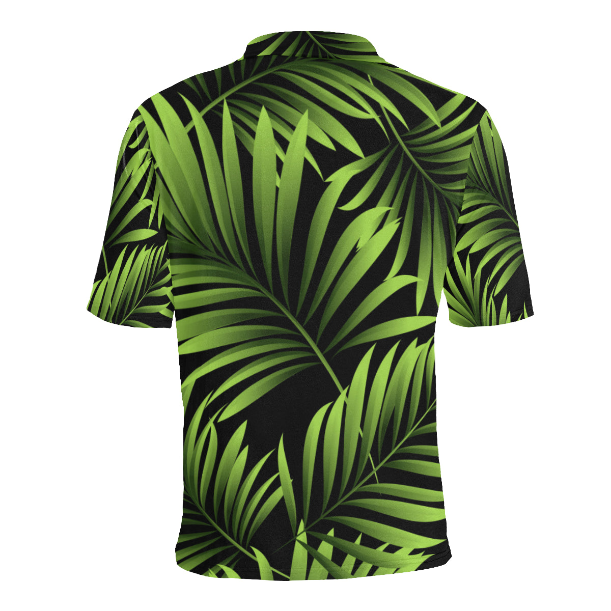Green Neon Tropical Palm Leaves Men Polo Shirt