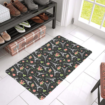 Eiffel Tower Rose Print Rubber Doormat